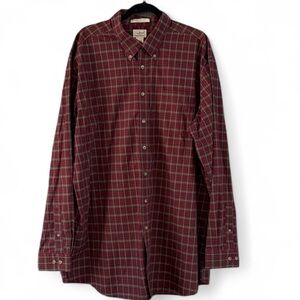 L.L. Bean Wrinkle Resistant Traditional Fit‎ Red & Green Plaid Shirt XXL-Tall